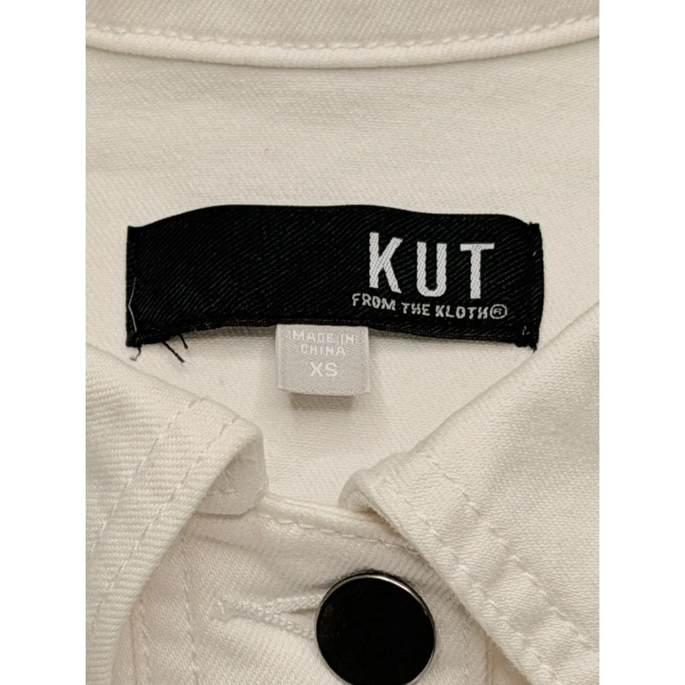 Kut from‎ the Kloth Rene Jacket Womens XS White Denim Trucker Cotton Stretch